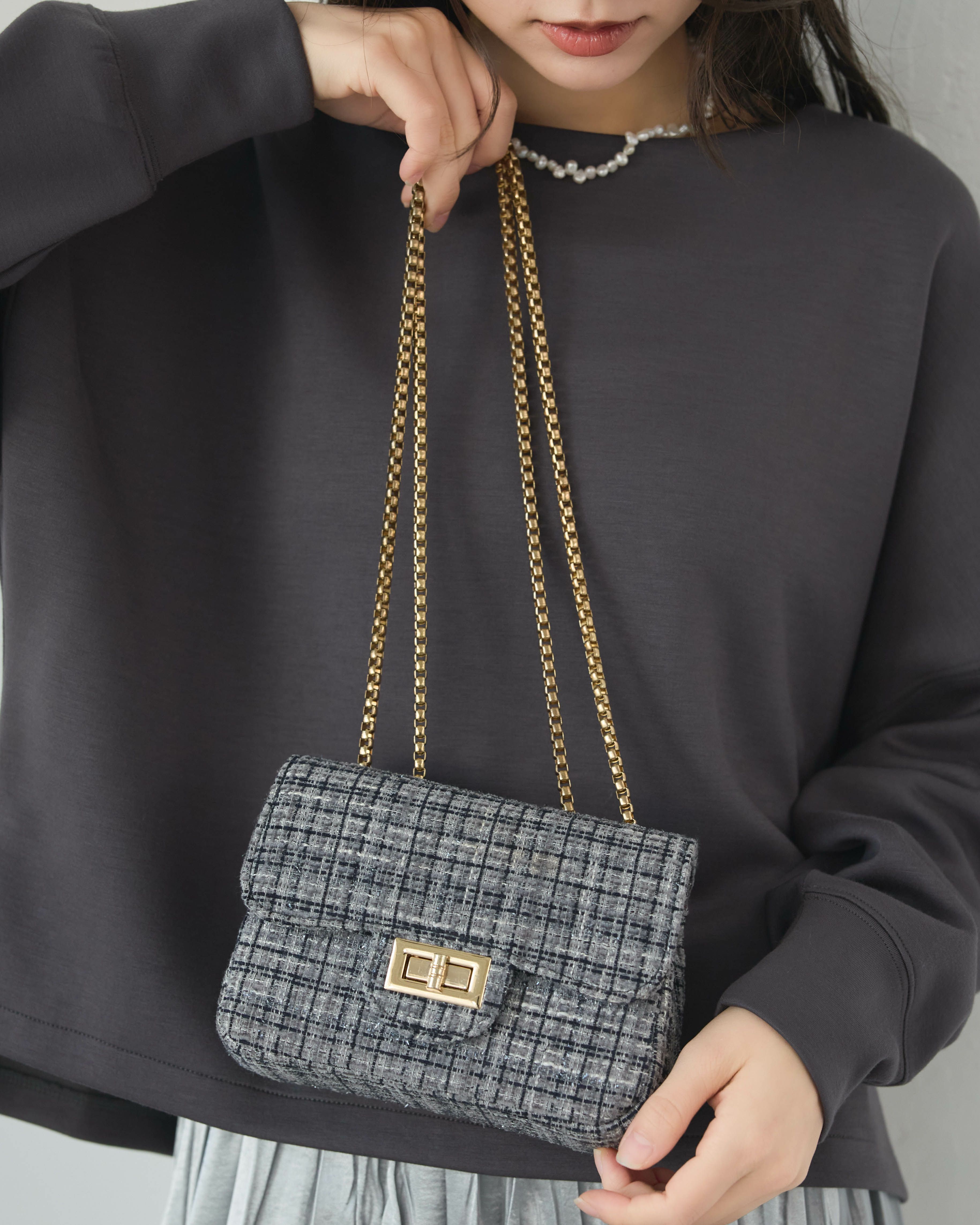 ミックスツイードフラップバッグ ミニ | anchic(アンシック)