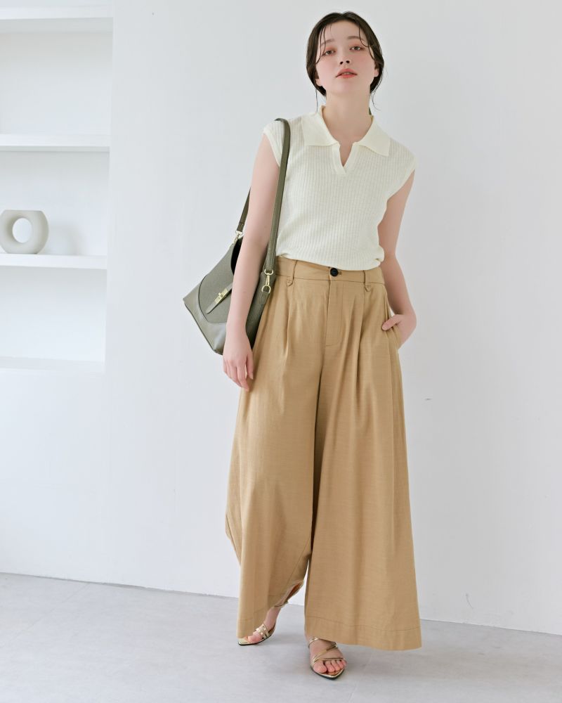 【日本未入荷】4色 リネン混 ワンタック ワイドパンツ リネンタッチタックワイドパンツ | anchic(アンシック)