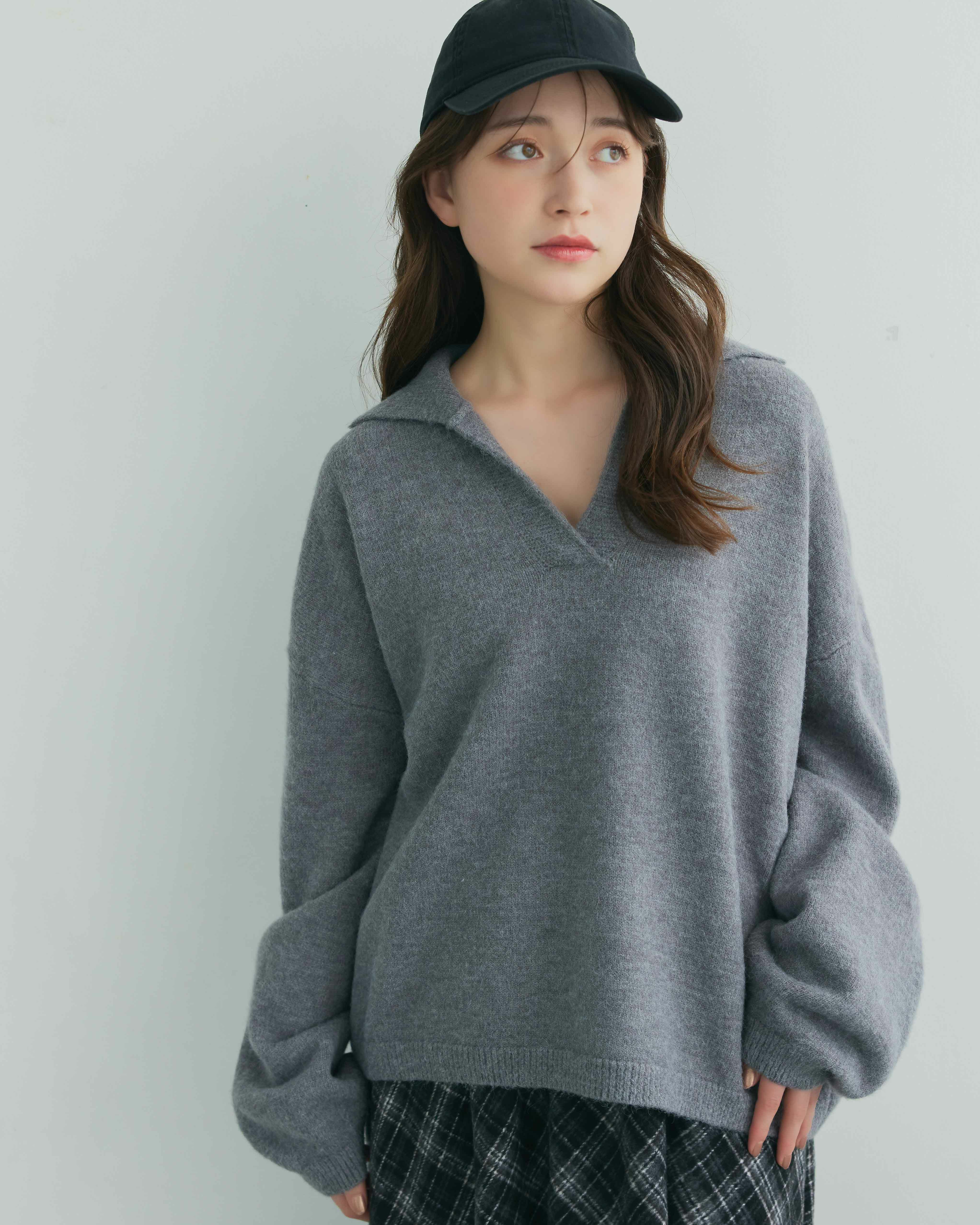 ポロカラードロップショルダーニット | anchic(アンシック)